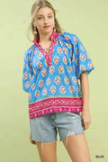 Umgee Boho Border Print Peasant Top BLUE 09de6cb0-1edb-4941-9691-c417764d5142-Max-Origin