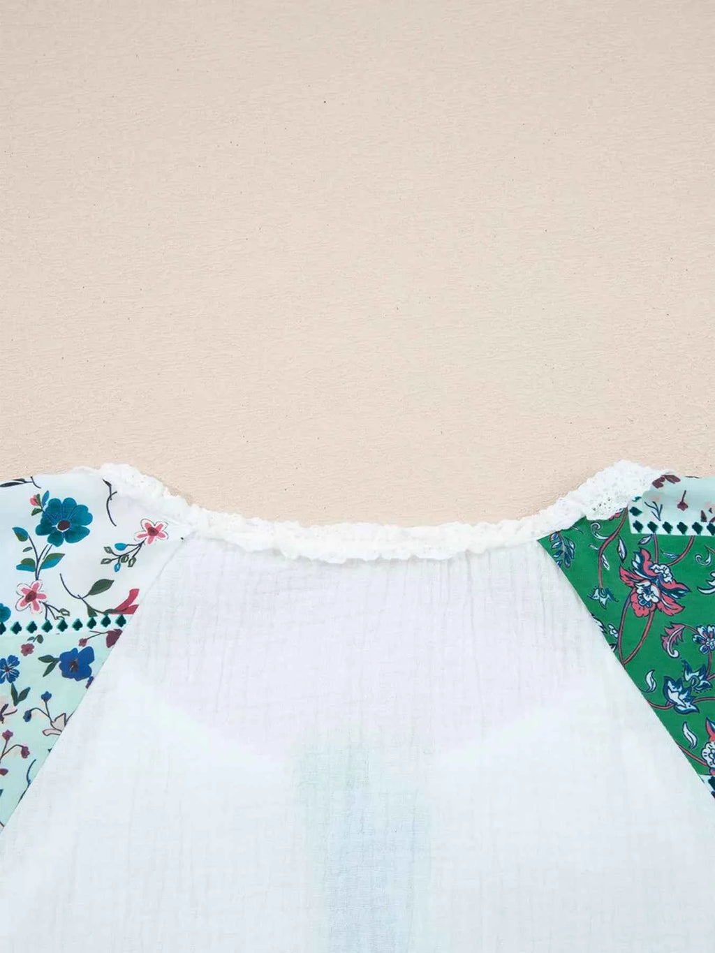 Mesh Patched Color Block Half Button Blouse 09e21b646e4f4570bf953898979c2f9a-Max-Origin