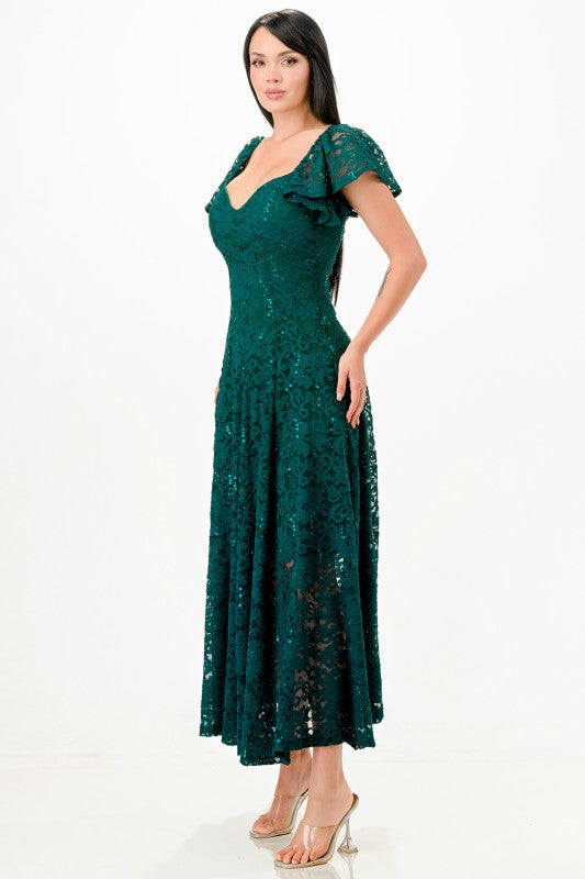 Butterfly Sleeve Lace Midi Dress – Elegant Fit & Flare Party Dress 09f33a1c-c279-455a-9d8c-3cce74e8060f