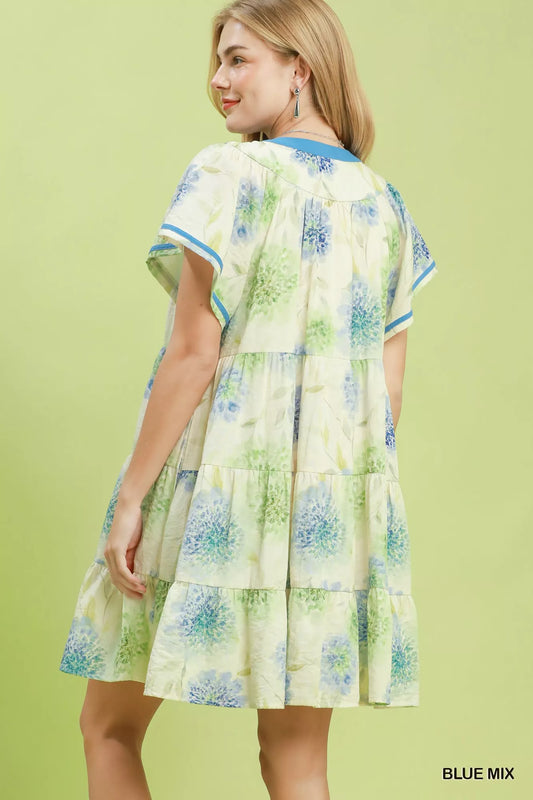 Floral Print Contrast Trim Tiered Babydoll Dress 09f9b52b-de46-49af-b2ab-6f83b8b625b9-Max-Origin