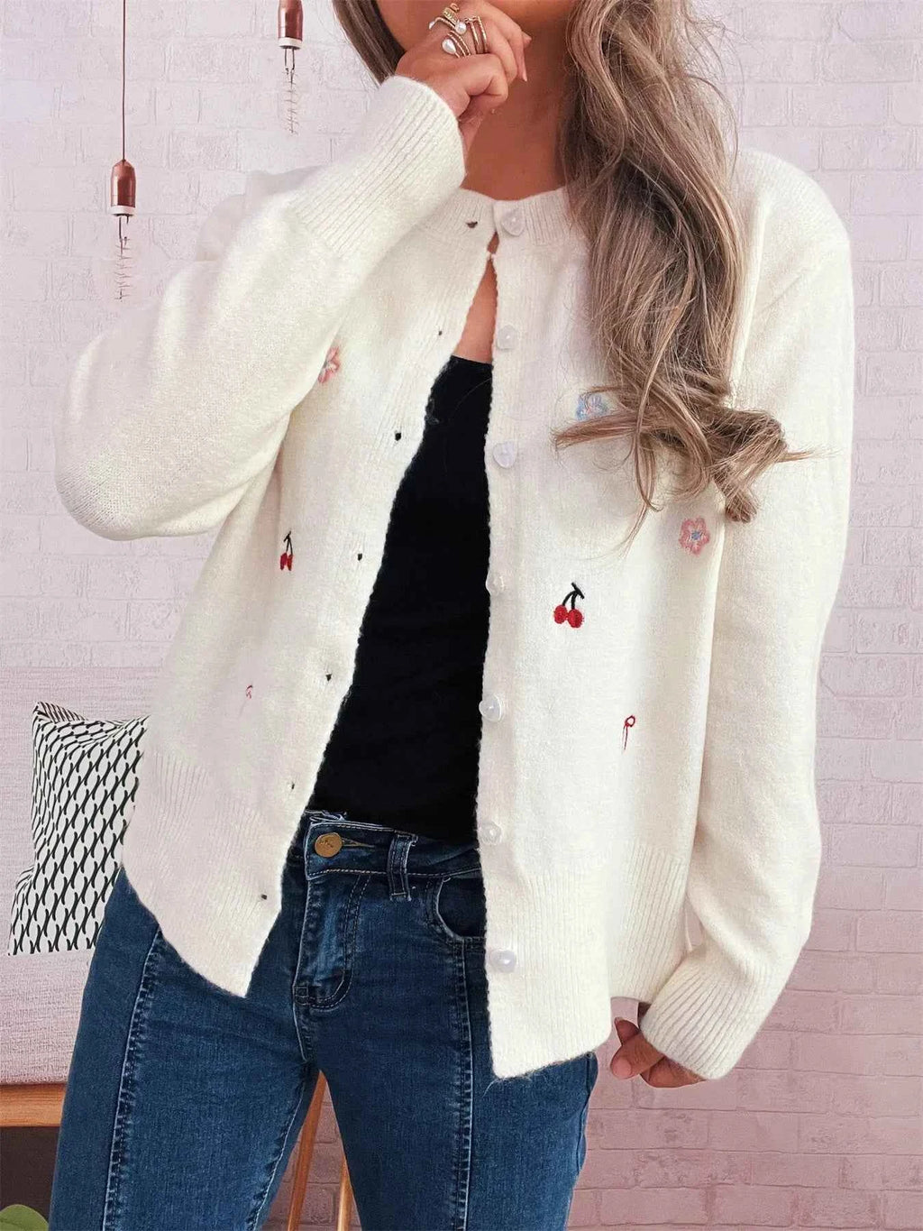 Ribbed Button-Front Knit Cardigan