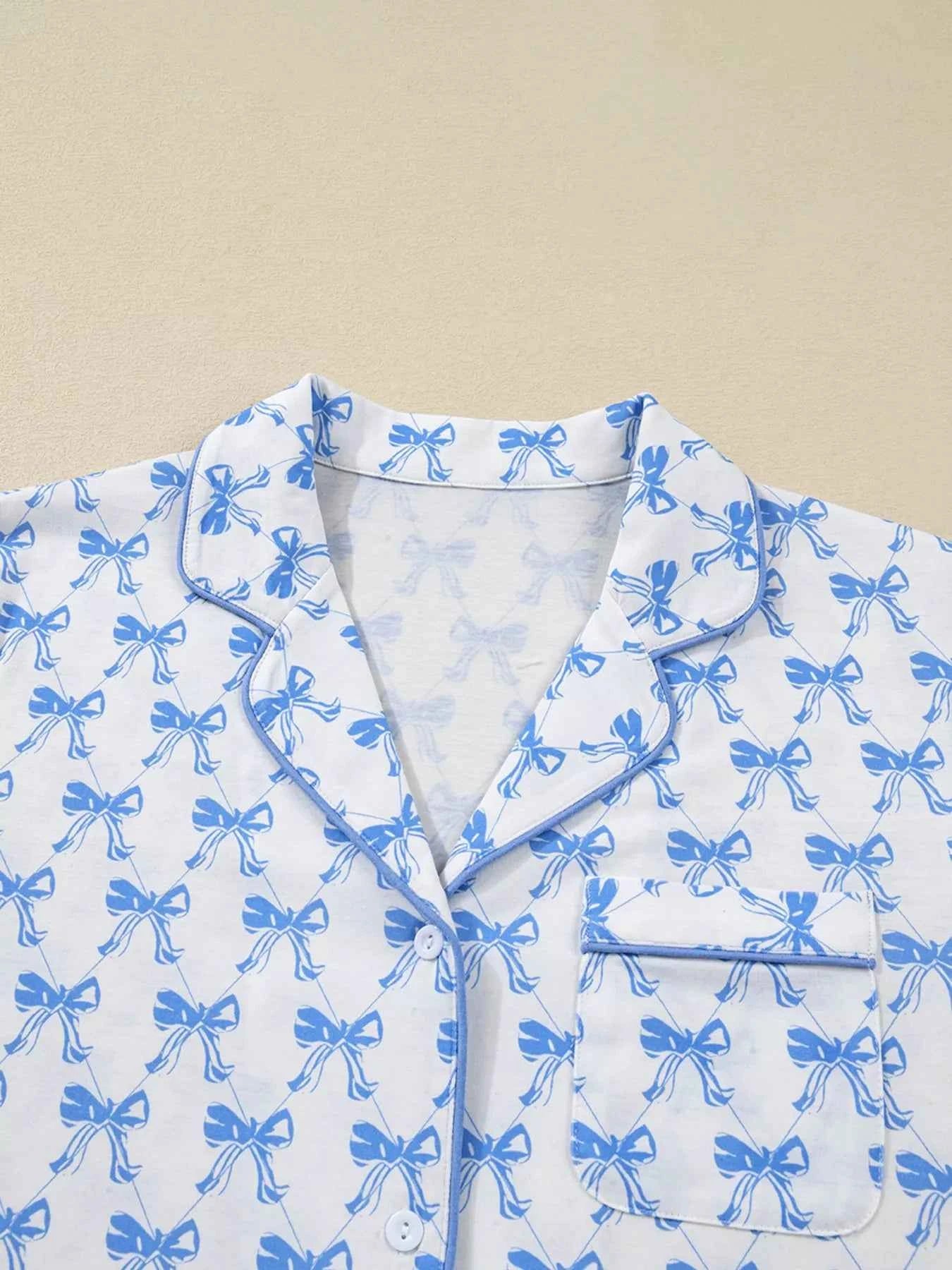 Bow Print Long Sleeve Shirt and Pants Pajama Set 09fed4428c27463c87bd74e9e06d4afd-Max-Origin