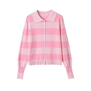 Striped Knit Polo Shirt Striped 0E7EB5F39A7D6794DEA9D22258906092