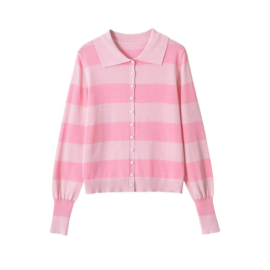 Striped Knit Polo Shirt