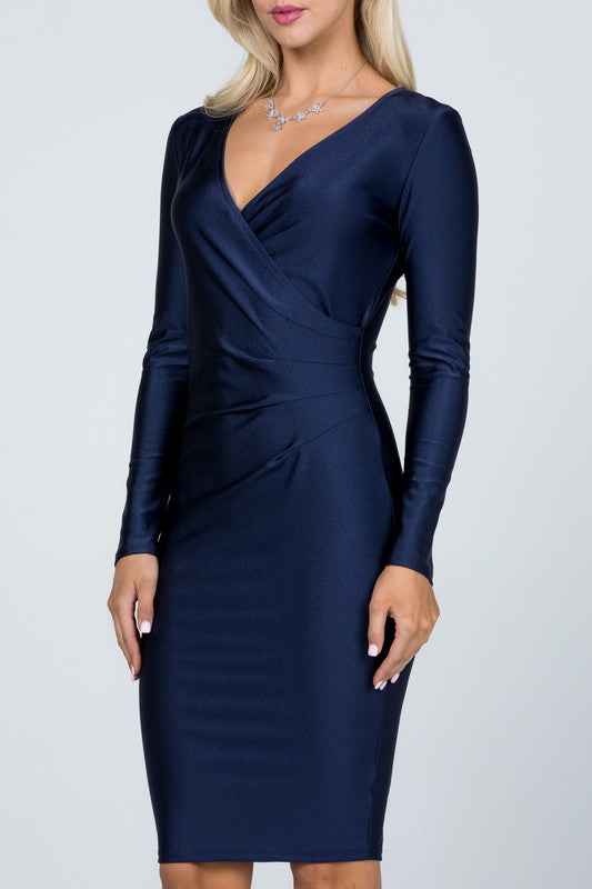 long sleeve shiny tricot overlap midi dress 0_466ac4ec-0d09-4c6a-8df0-2e9d10e1a69e