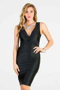 Center front knot tricot bodycon dress Black S 0_e99fcfd3-bab2-4dca-8419-3b983132f723