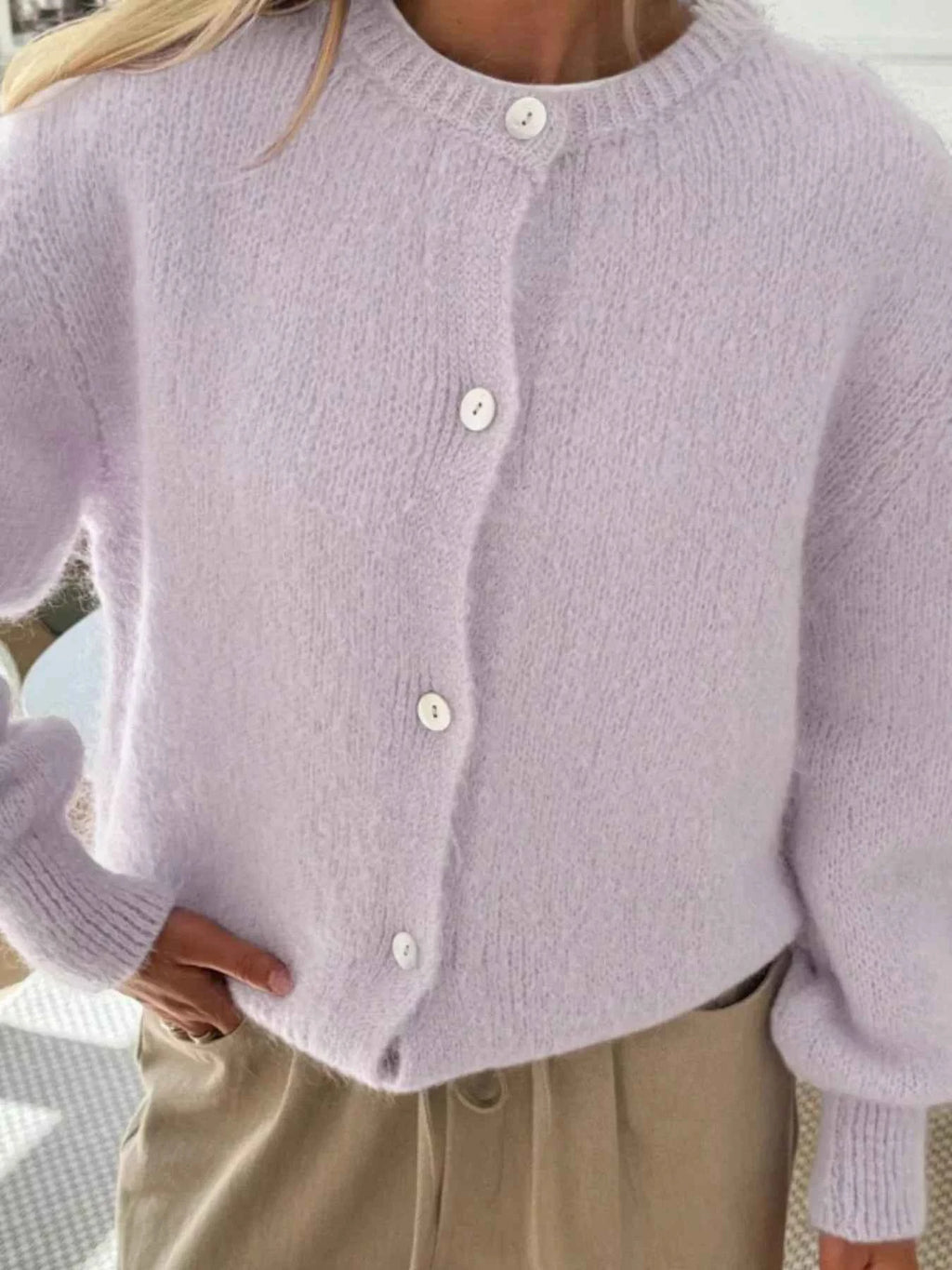 Button-Front Round Neck Cardigan 0a09b92da6eb4e459f34edef8b778355-Max-Origin