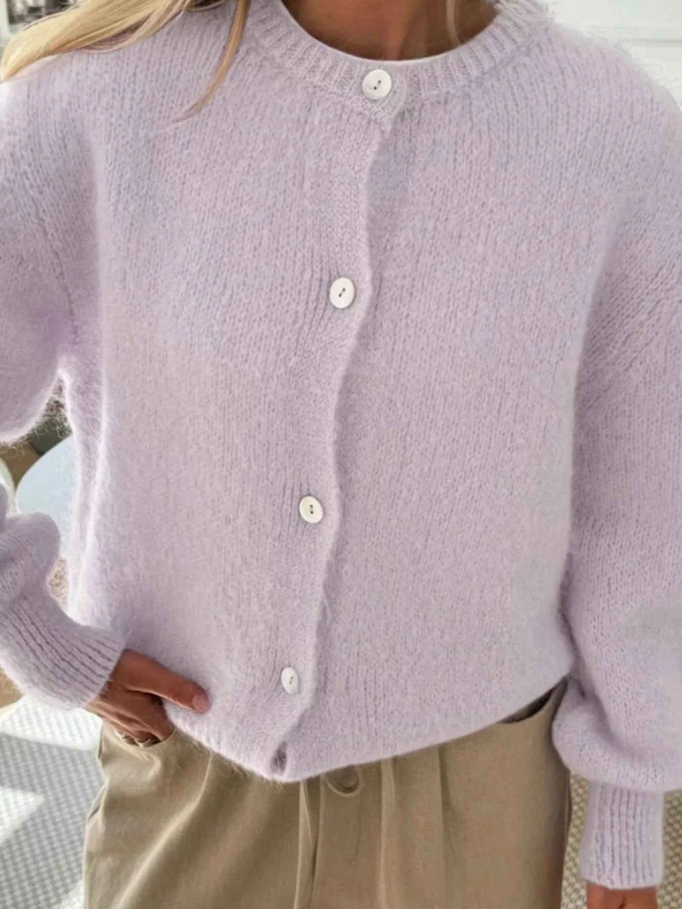 Button-Front Round Neck Cardigan 0a09b92da6eb4e459f34edef8b778355-Max-Origin