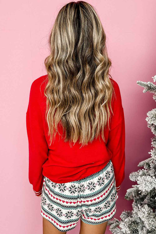 Fiery Red SLEIGH Snowflake Print Christmas Pajama Set 0a0f61a101975ae0