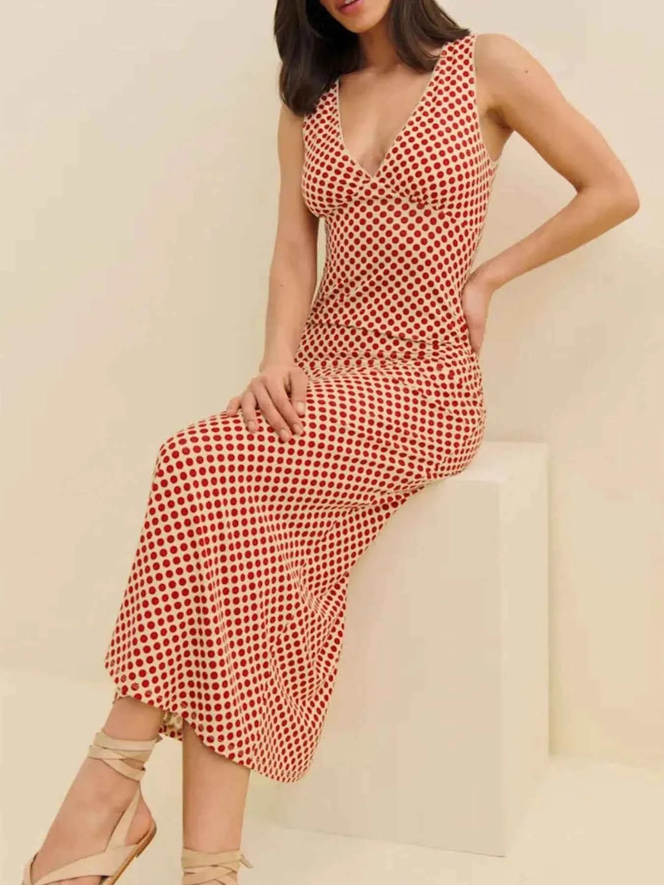 Polka Dot V-Neck Sleeveless Dress 0a0f6944-f2e1-4f5b-a797-4bda6e88af5d-Max-Origin