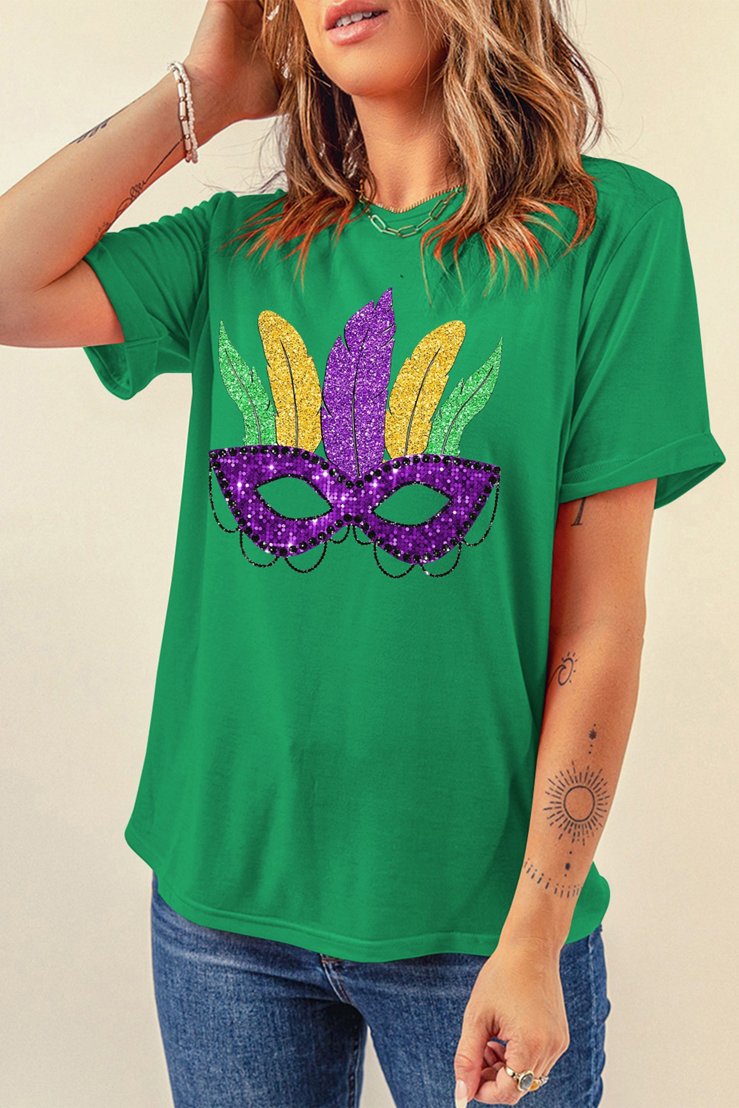 Black Glitter Mardi Gras Mask Graphic T Shirt 0a154f72694c1263