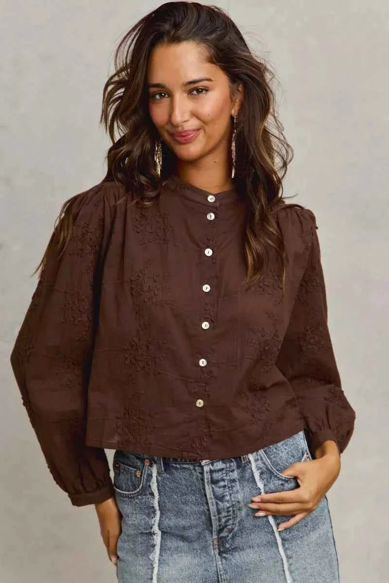SO ME 3d Floral Woven Long Sleeve Front Button Shirt 0a1e416b95c348308fabc57155ec23f6-Max-Origin