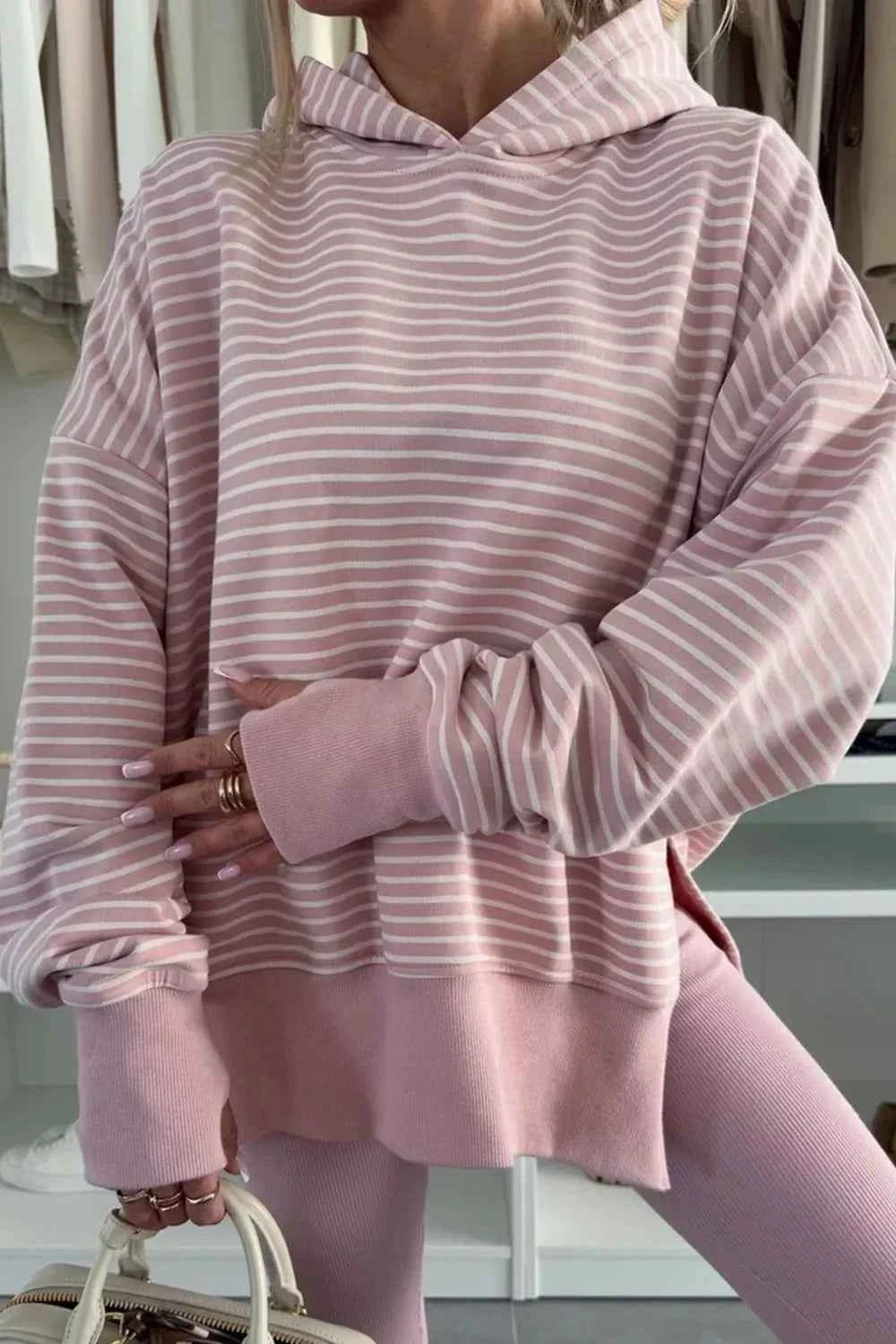 Side Slit Striped Oversized Hoodie Pink Purple 0a241697-7ac0-4d24-b737-2a56d9594ced-Max-Origin