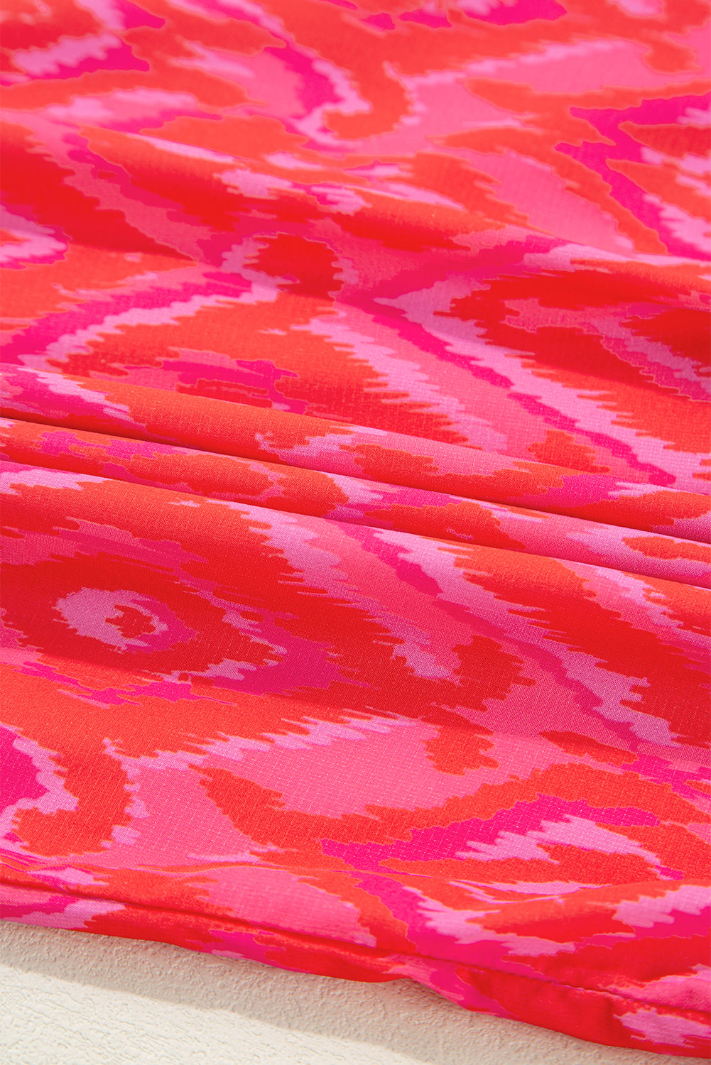 Strawberry Pink Abstract Print Puff Sleeve Shirt 0a2f56908684a343