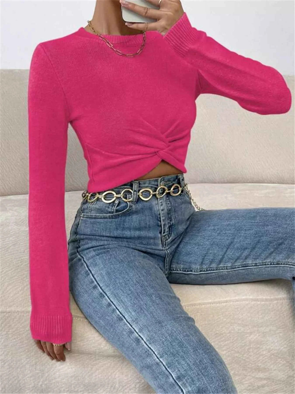 Twisted Front Cropped Knit Top 0a2fe9600f284733ab8c9189b14ddcb3-Max-Origin