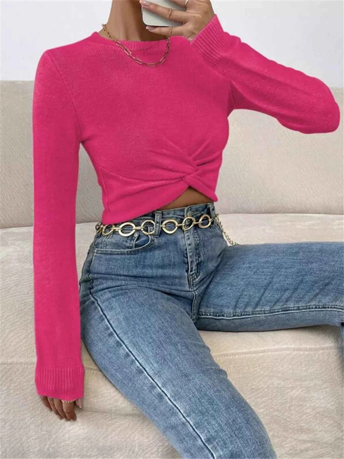 Twisted Front Cropped Knit Top 0a2fe9600f284733ab8c9189b14ddcb3-Max-Origin