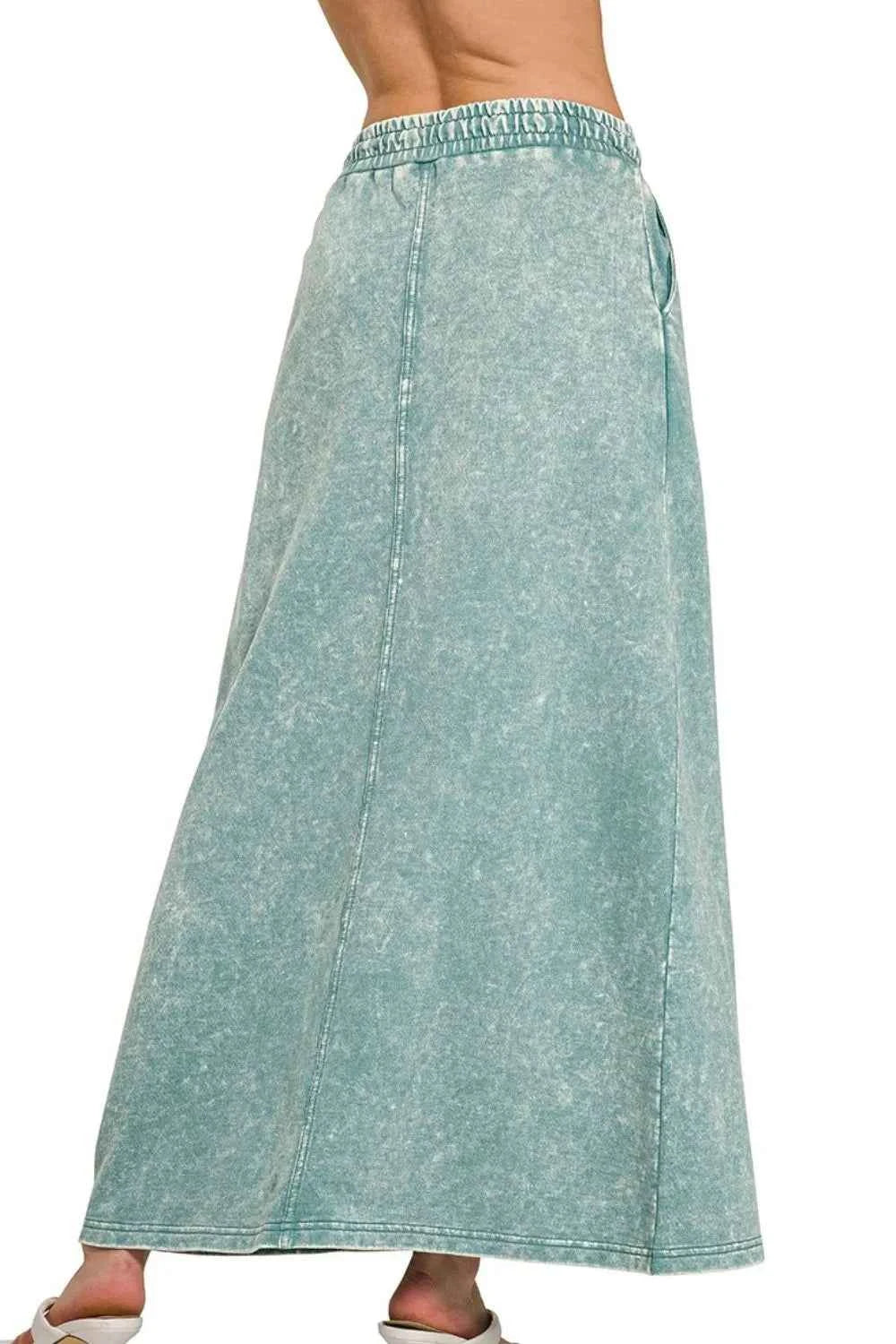 Zenana French Terry Acid Washed Front Slit Long Skirts 0a41cb8d-a669-425b-b167-194e63139615-Max-Origin