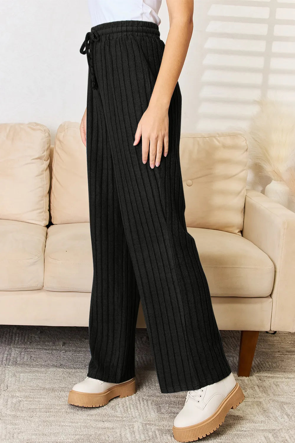 Basic Bae Full Size Ribbed Drawstring Hooded Top and Straight Pants Set 0a46a996-2452-4603-b2fa-9543dc53d5a5-Max