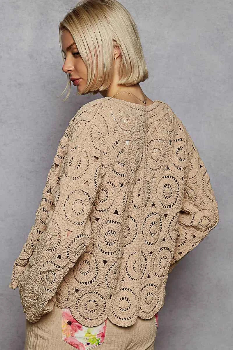 POL Button Down V-Neck Crochet Cardigan 0a531be0-6ac5-4610-a441-907d54bfc2cb-Max-Origin