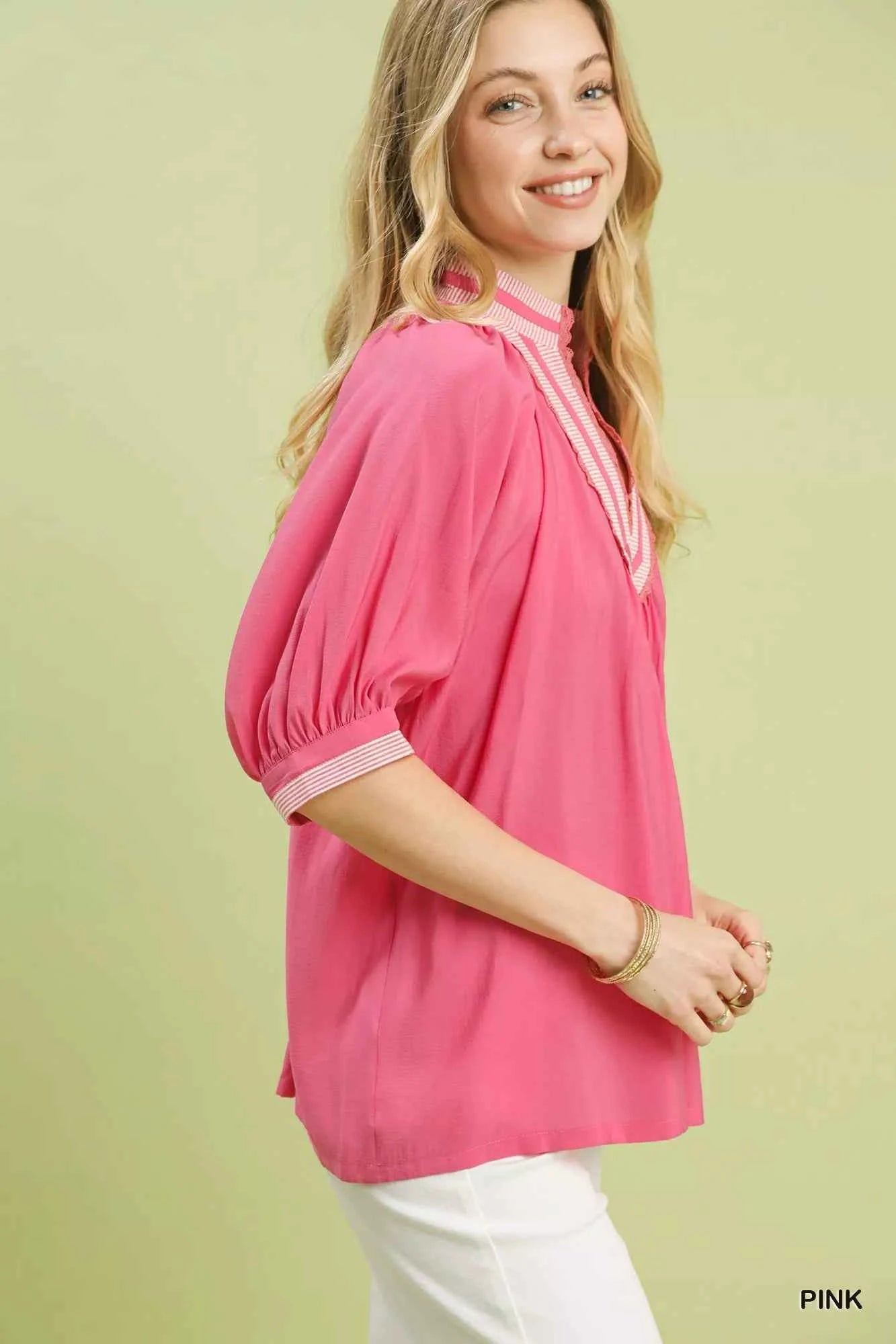 Umgee Solid Contrast Trim Pleated Top 0a55bff6-1f28-40c0-aef7-1054fb00ebb1-Max-Origin