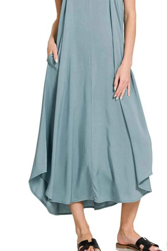 Woven Arc Hem Cami Dress With Flowy Pockets 0a564e46-c1fe-4ec3-a359-a5cf3278447c-Max-Origin