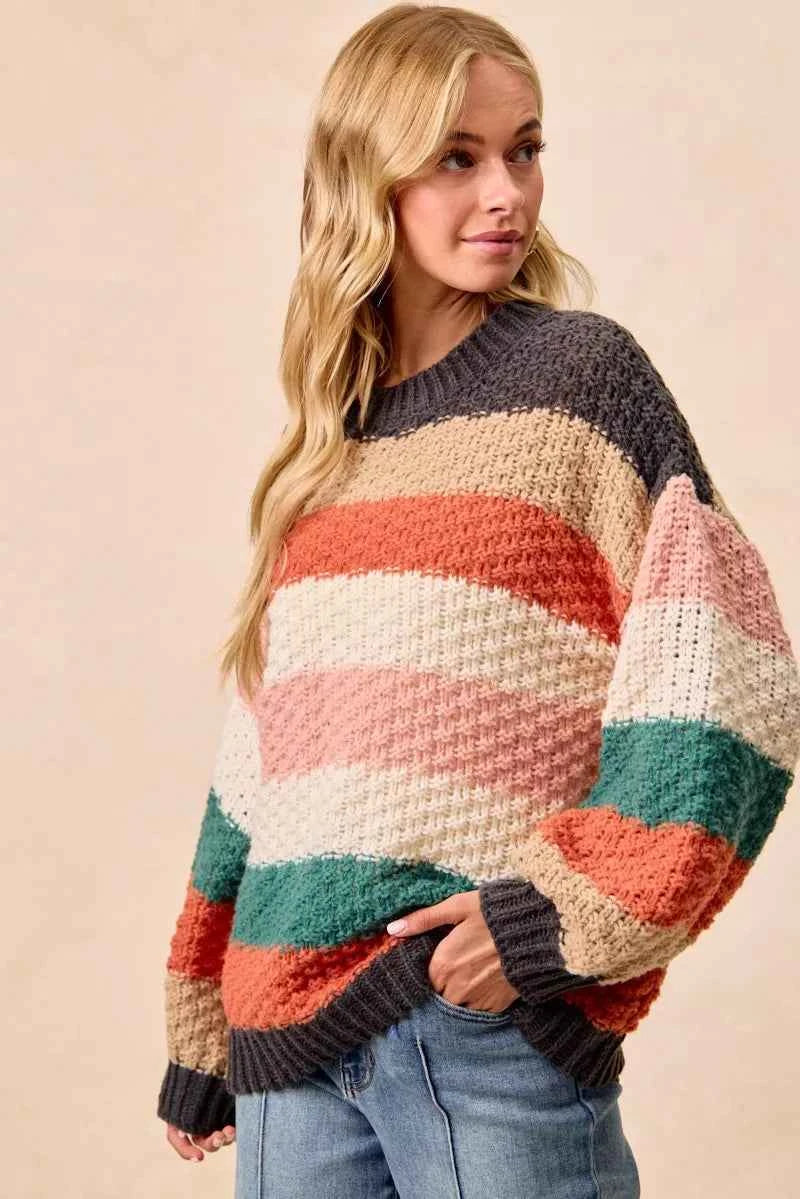 BiBi Stripes Color Block Chunky Sweater 0a58cc3358da4914a6ac5bb473276e78-Max-Origin