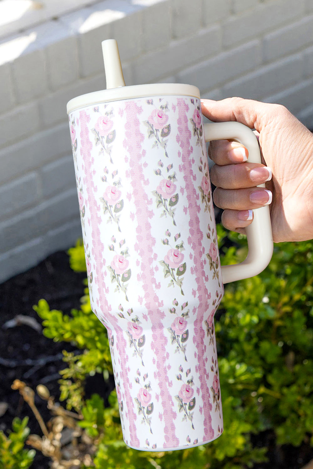 Light Pink Floral Print Stainless Steel Tumbler 0a660b0ae35a26c2