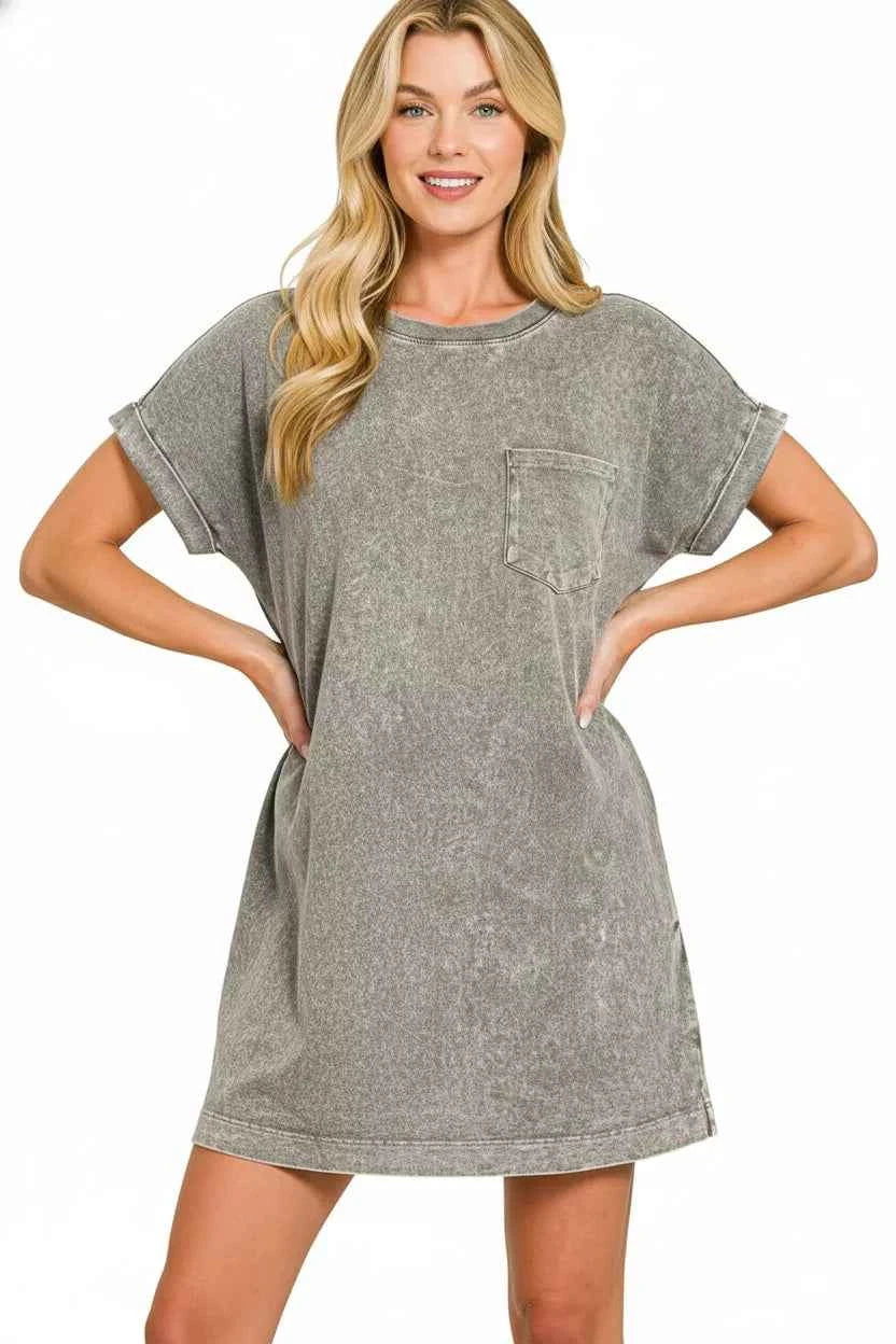 Zenana Halo Washed Premium Cotton T-Shirts Dress ASH BLACK 0a7e169e-0dd7-420e-a8a9-76155c97925b-Max-Origin