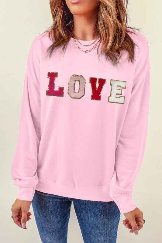 Valentine LOVE Chenille Embroidered Sweatshirt 0a849e02-cfa2-4695-884f-cc358dbe22e0