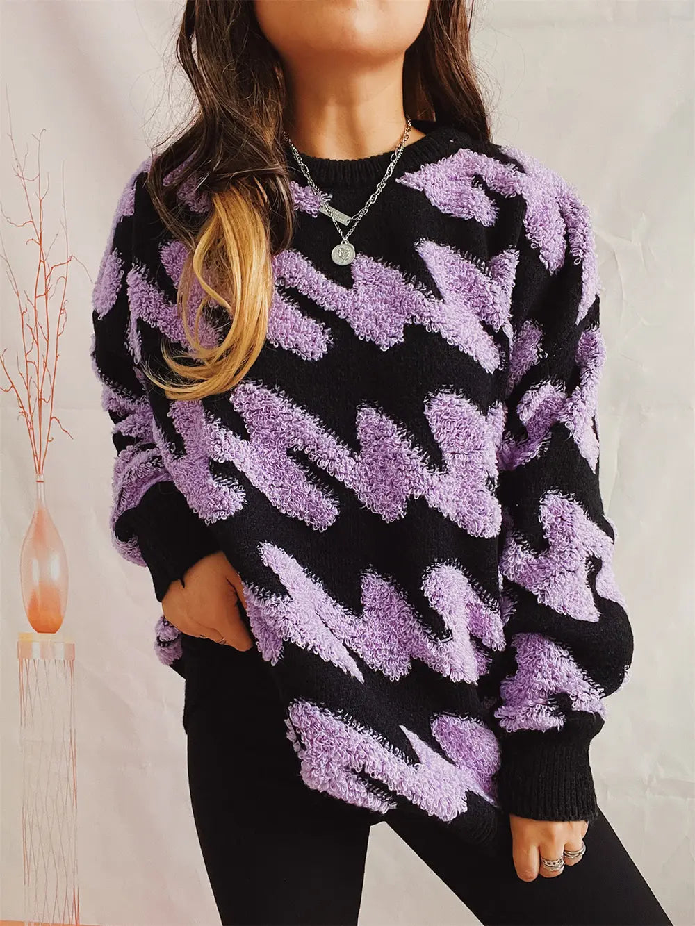 Ribbed Striped Dropped Shoulder Sweater Lavender 0a8c95ec10b3433da306d9f91669cf35-Max