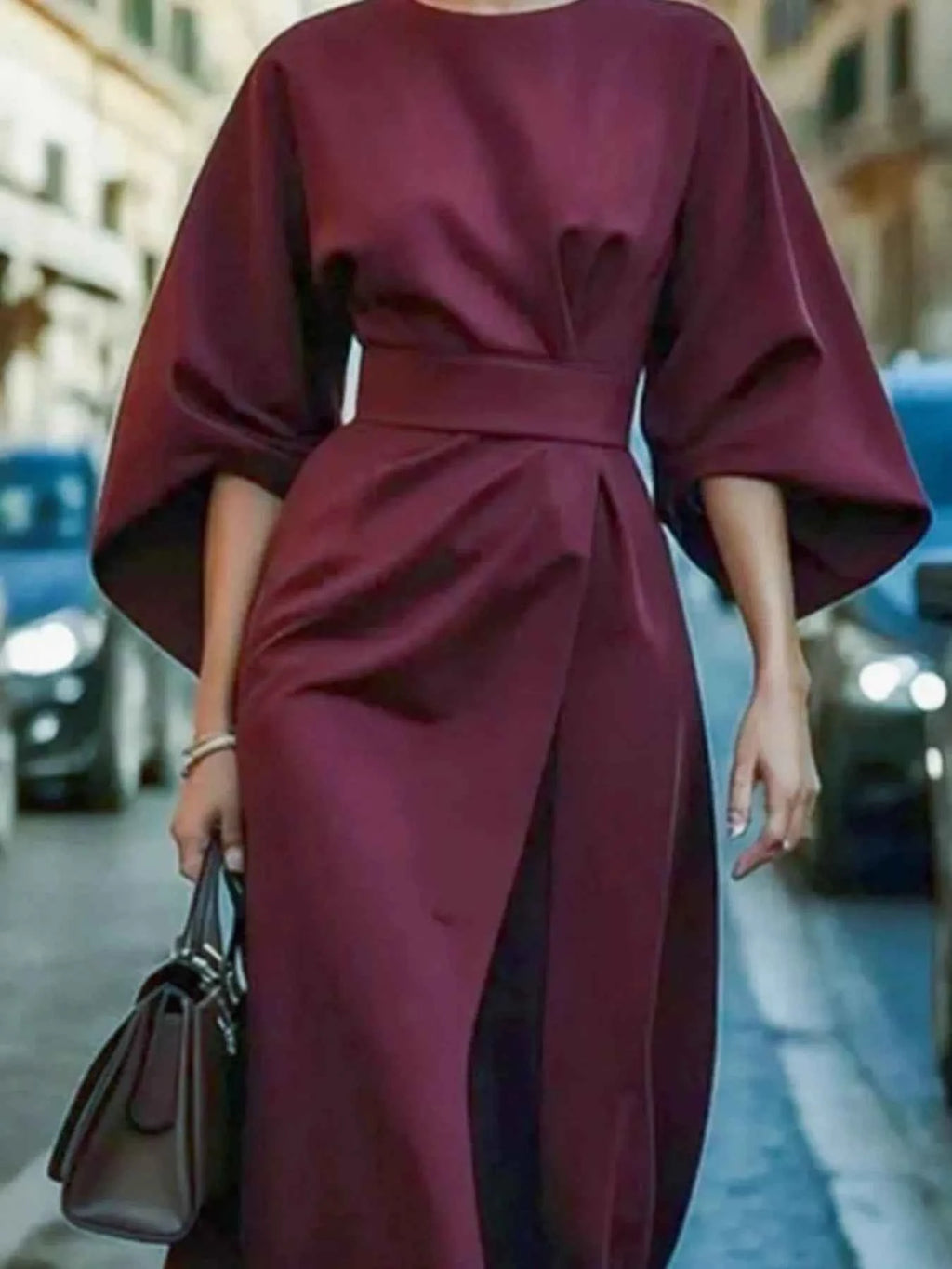 Round Neck 3/4 Sleeve Dress 0a9a320a-477a-4659-85f0-6338c8f6db09-Max-Origin