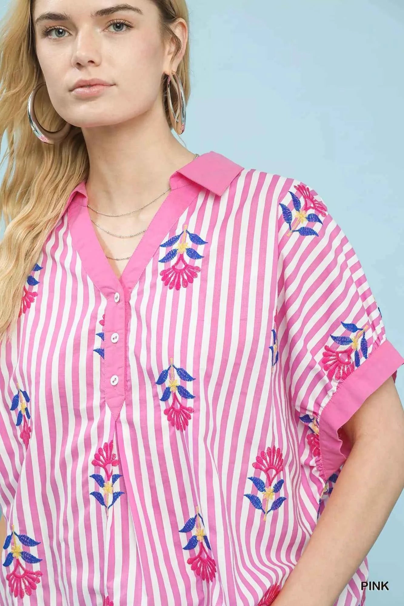 Umgee Stripe Embroidered Button-Front Boho Blouse 0a9d7a48-fb49-40c5-bdcc-3fc4359b7937-Max-Origin
