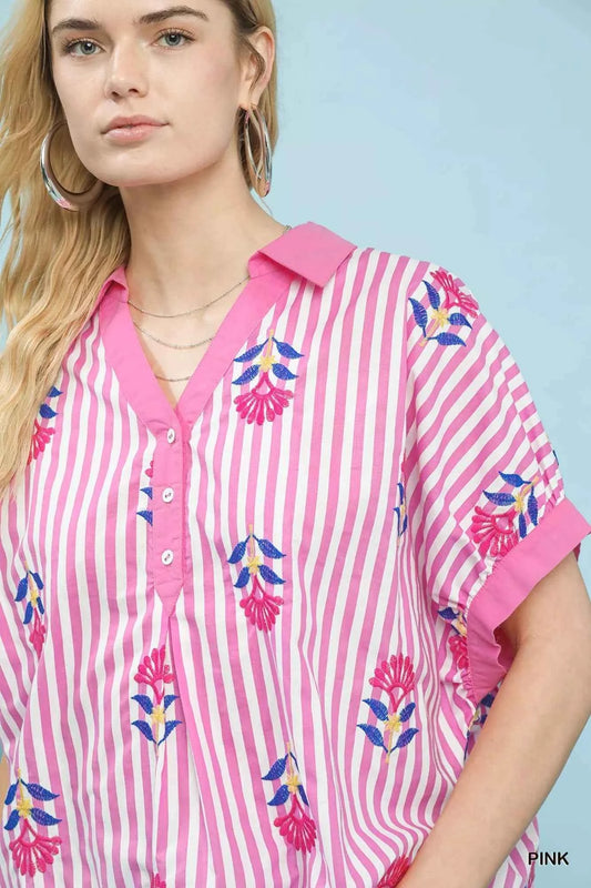 Stripe Embroidered Button-Front Boho Blouse 0a9d7a48-fb49-40c5-bdcc-3fc4359b7937-Max-Origin