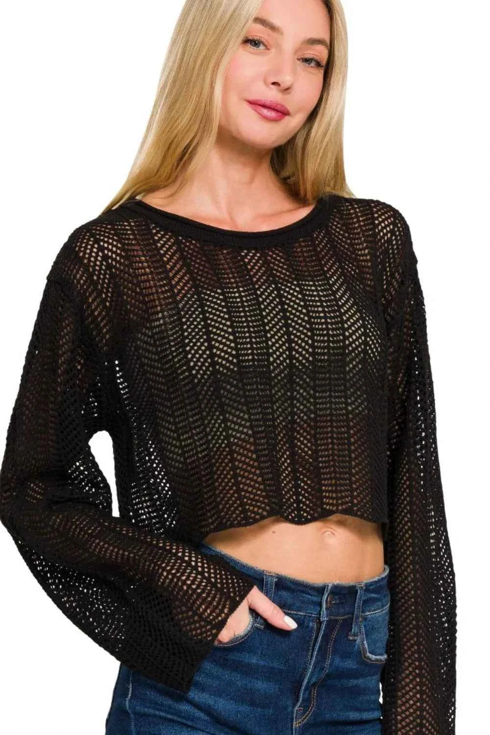 Zenana Open Knit Cropped Sweater 0a9ffd1e-a519-4205-bfdc-60f9bfcca4b7-Max-Origin