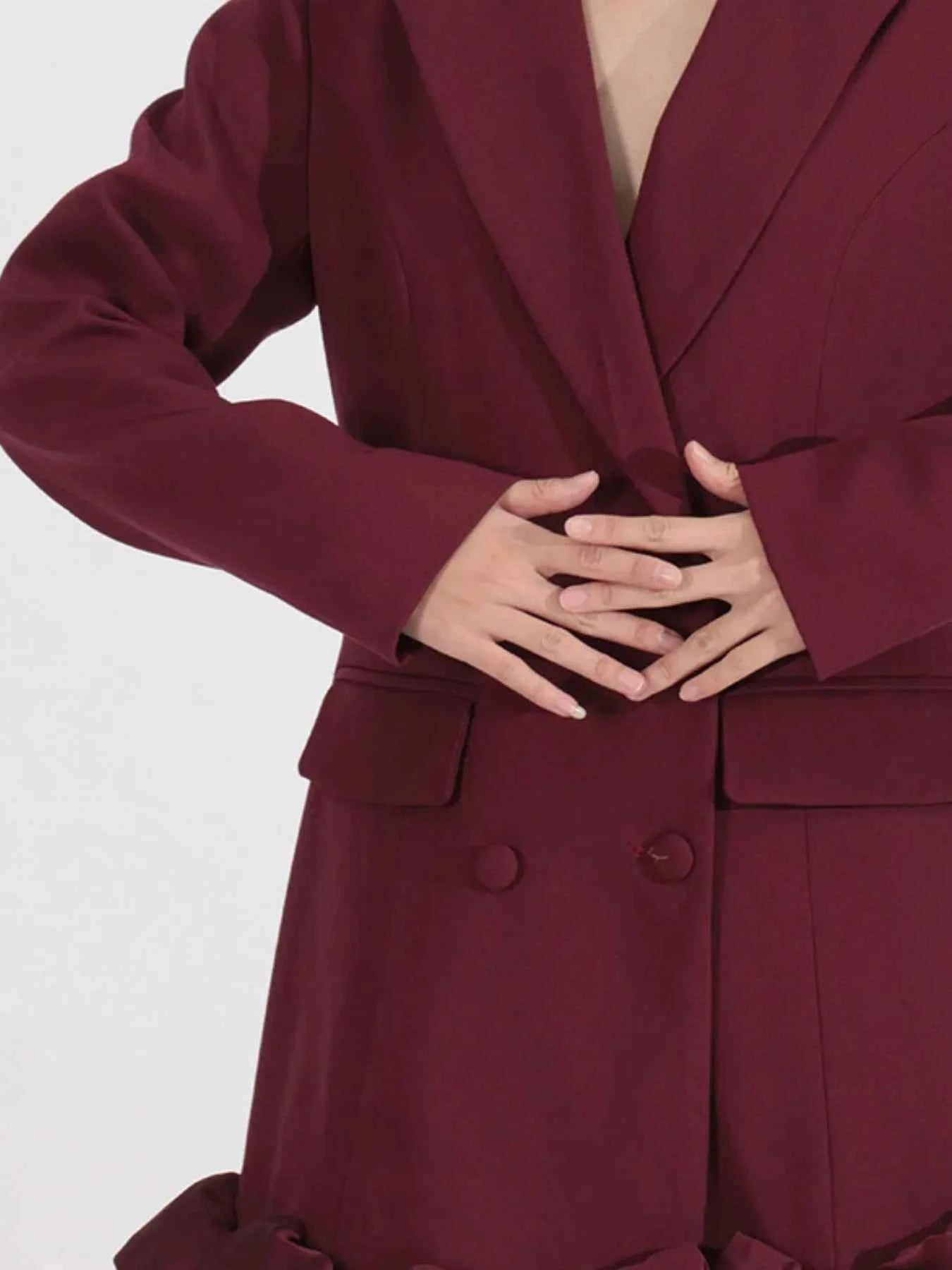Ruffle Hem Double-Breasted Blazer Dress 0aa1ec45-f9c1-4260-89bb-c22cf449d550-Max-Origin