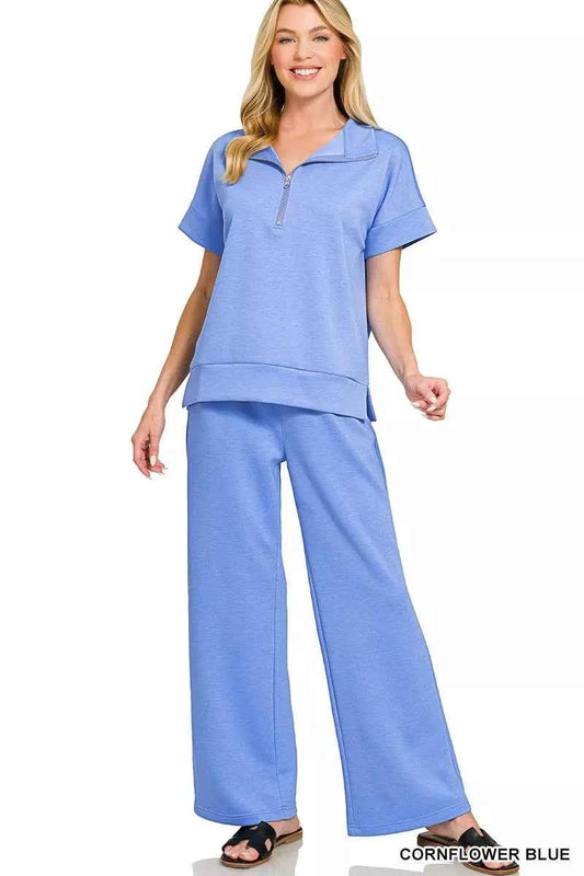 Zenana Scuba High Neck Half Zip Top & Pants Set 0aa4e8dfcfd6402290125359ab5f3ebc-Max-Origin