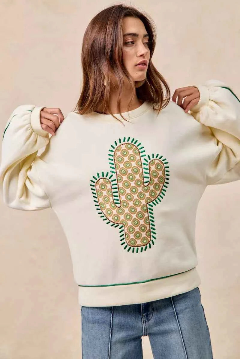 BiBi Cactus Embroidered Fleece Sweatshirt 0aa79f5ae0074ebba8580a0fec3eae8e-Max-Origin