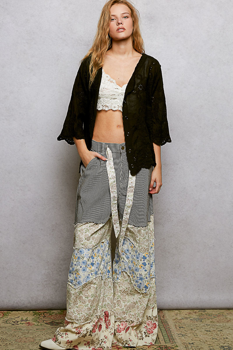 POL Floral Eyelet V-Neck Salloped Shirt 0aa83f5f-5b97-4060-a53e-d96a18ac9b9b-Max