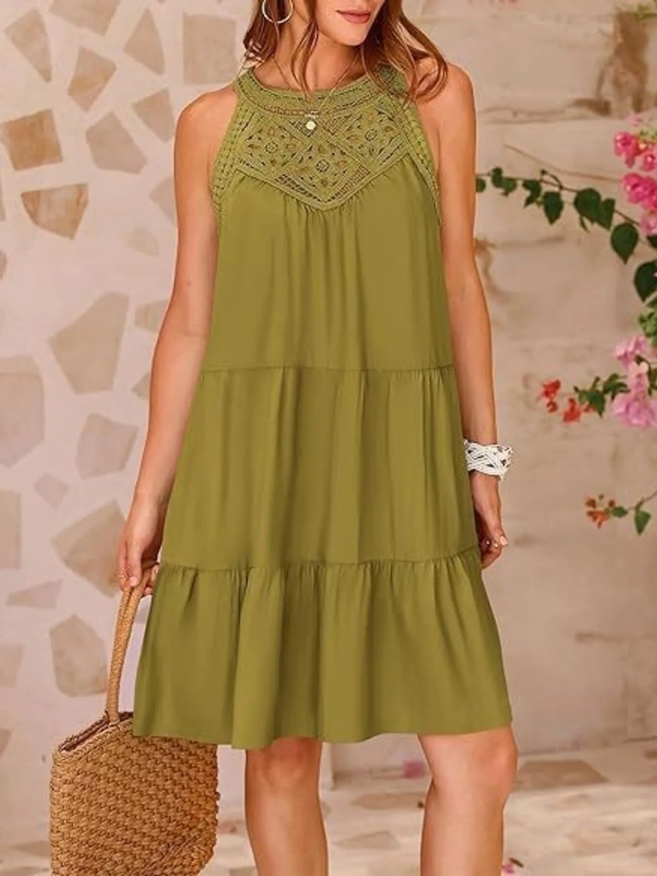 Crochet Lace Tiered Summer Dress Olive 0aabcbd73bef448ab60c5a3743e9eee9-Max-Origin