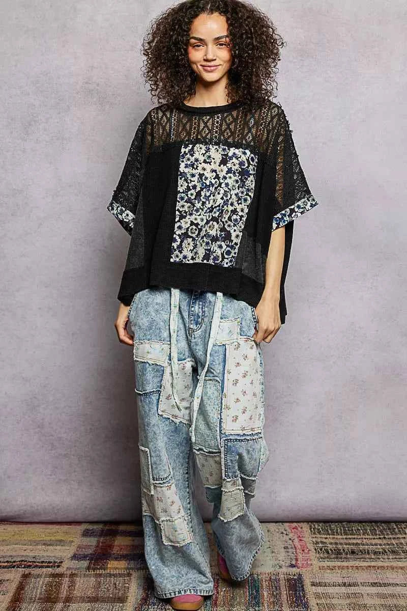 POL Floral Patchwork Lace Accent Blouse 0ab84d82-0ff5-47fc-ba9f-98a22268dc84-Max-Origin