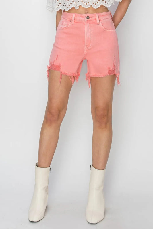 High Rise Distressed Denim Shorts 0ab9a672-a3a6-4c20-a61c-af257f63b062-Max