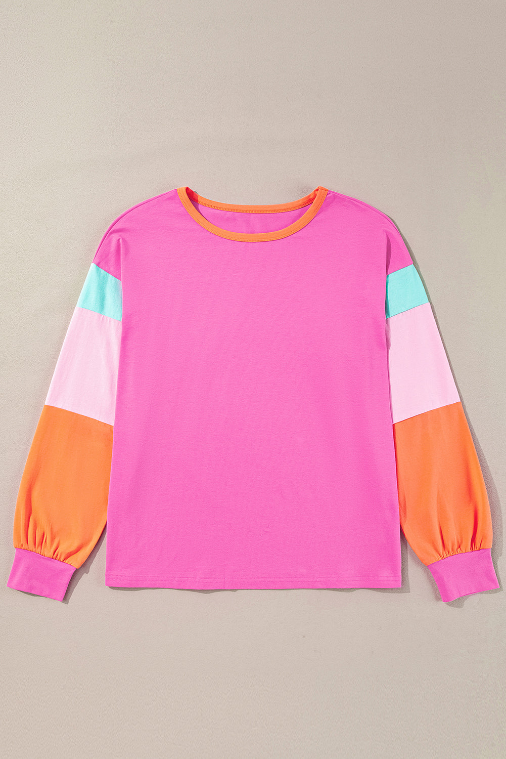 Green Color Block Sleeve Loose Fit Top 0abc137ed68b247b