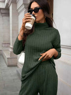 Ribbed Turtleneck Dropped Shoulder Top and Pants Sweater Set 0acd457a98204487a7ed0d73befd62cd-Max-Origin