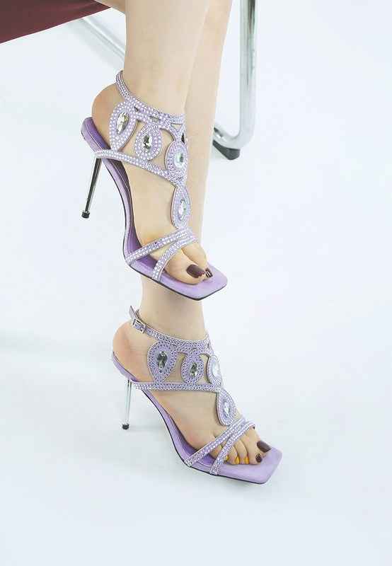 Fialka Diamante & Rhinestones Stiletto Sandals Lilac 0ad4aaf6-f251-47dd-8475-01b6207a1711