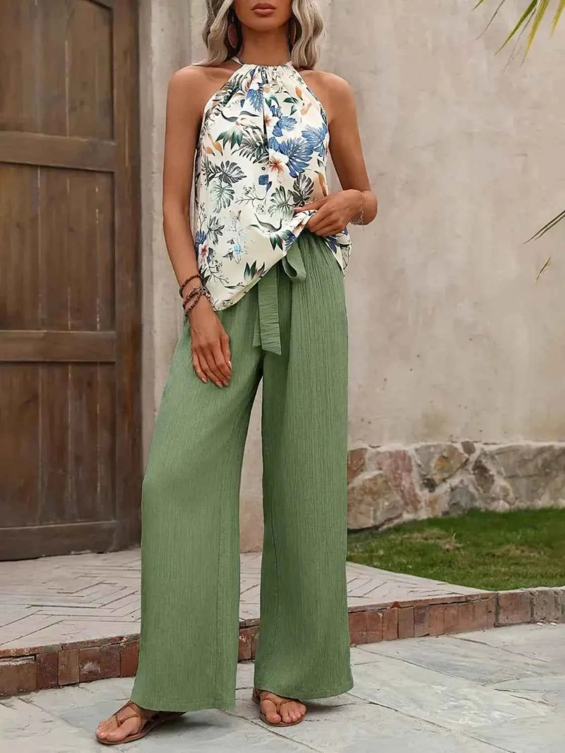 Printed Tank Top and Wide Leg Pants Set Matcha Green 0ad7d404-ef13-40e9-98bf-f2d523c6c542-Max-Origin