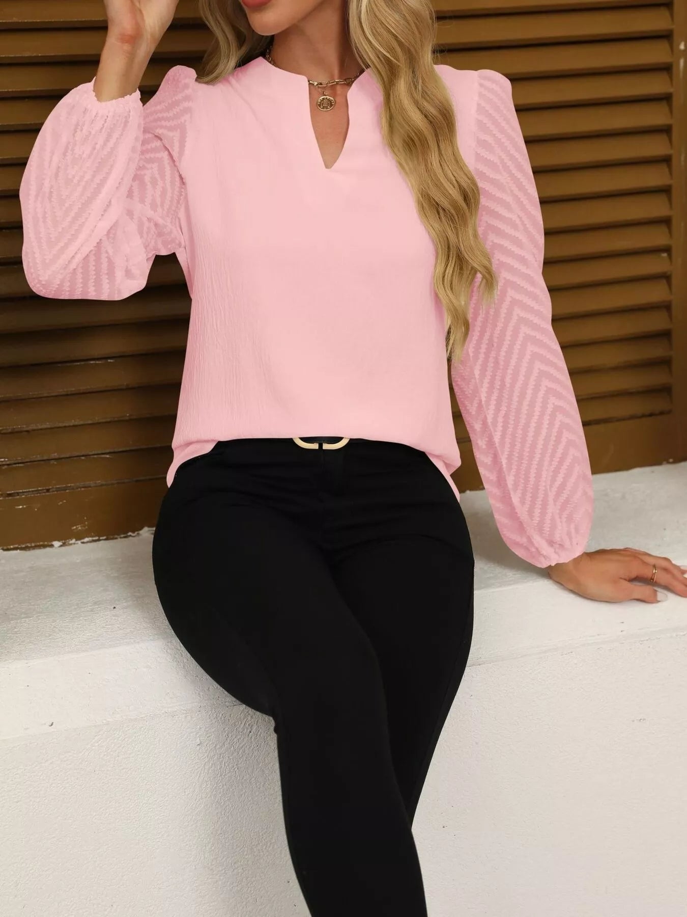 Notched Balloon Sleeve Blouse 0ad7dae99b1848c892ffbc06f7ab916d-Max-Origin