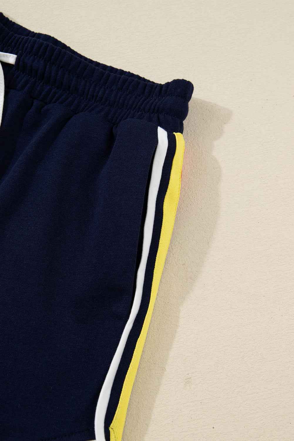 Bluing Colorful Striped Accent Varsity Long Sleeve Pullover and Shorts Matching Set 0adafccf42497263