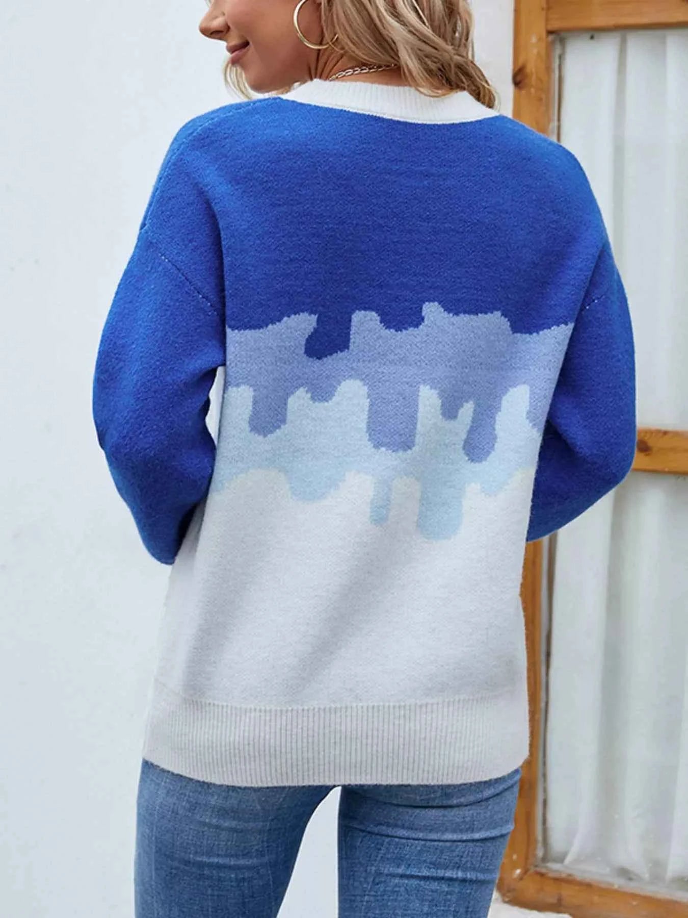 Contrast Round Neck Sweater 0ae08382a9ee48efa8273b1a0b1c1610-Max-Origin