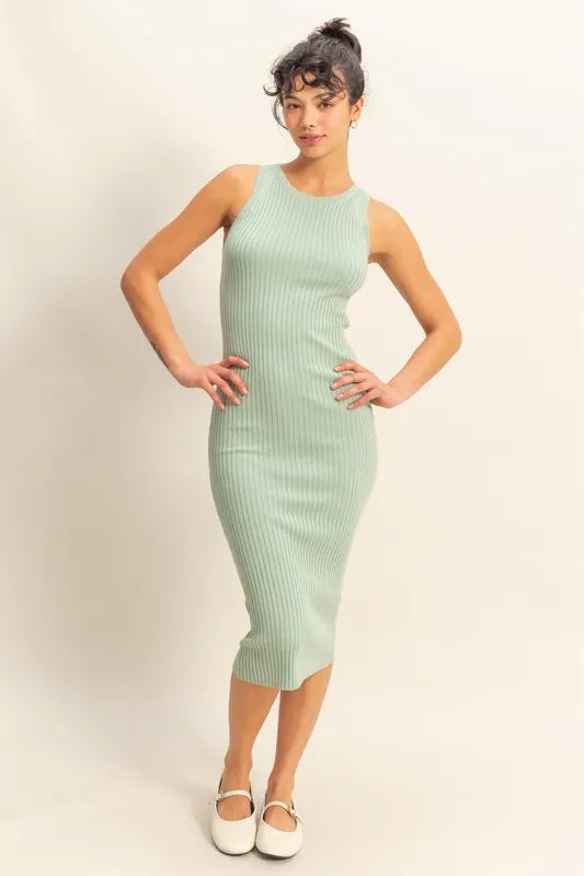 Ribbed Round Neck Sleeveless Knit Midi Dress 0af11bce-3d22-41e6-82d3-cc0937e5aea6-Max