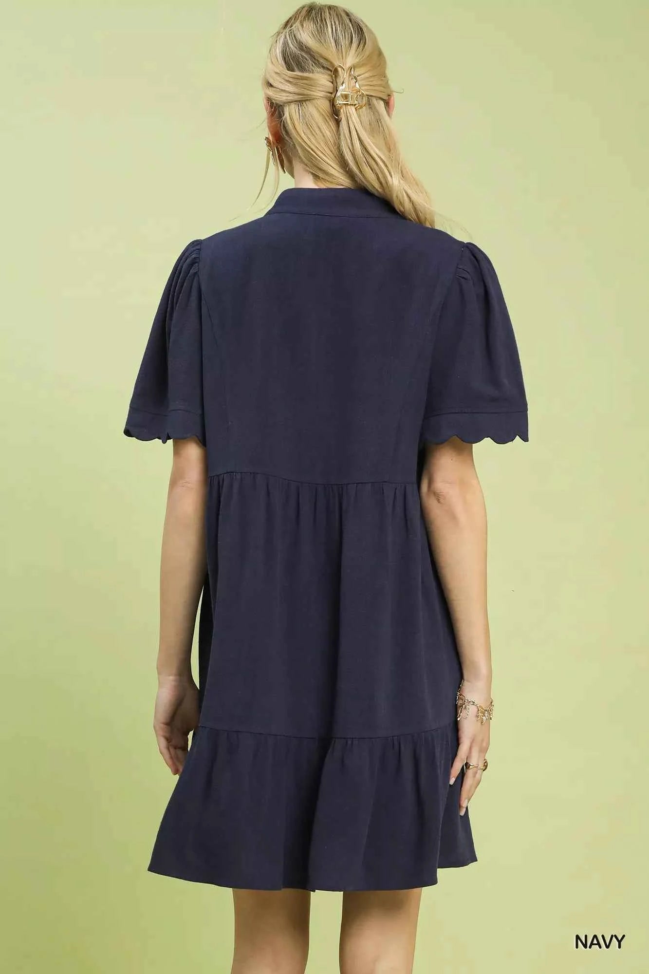 Umgee Linen Tiered Babydoll Dress with Scalloped Sleeves 0b0126ba-cbad-4f4f-b4e3-8851efd6fe24-Max-Origin